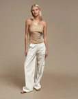 Celine cargo pants white front view Australian boutique resort wear designer fashion
