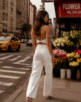 Rae ribbed halter top White