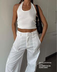 Rae ribbed halter top White