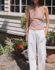Celine cargo pants white styling video Australian boutique resort wear movement demonstration