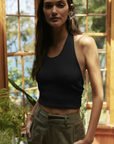Rae ribbed halter black