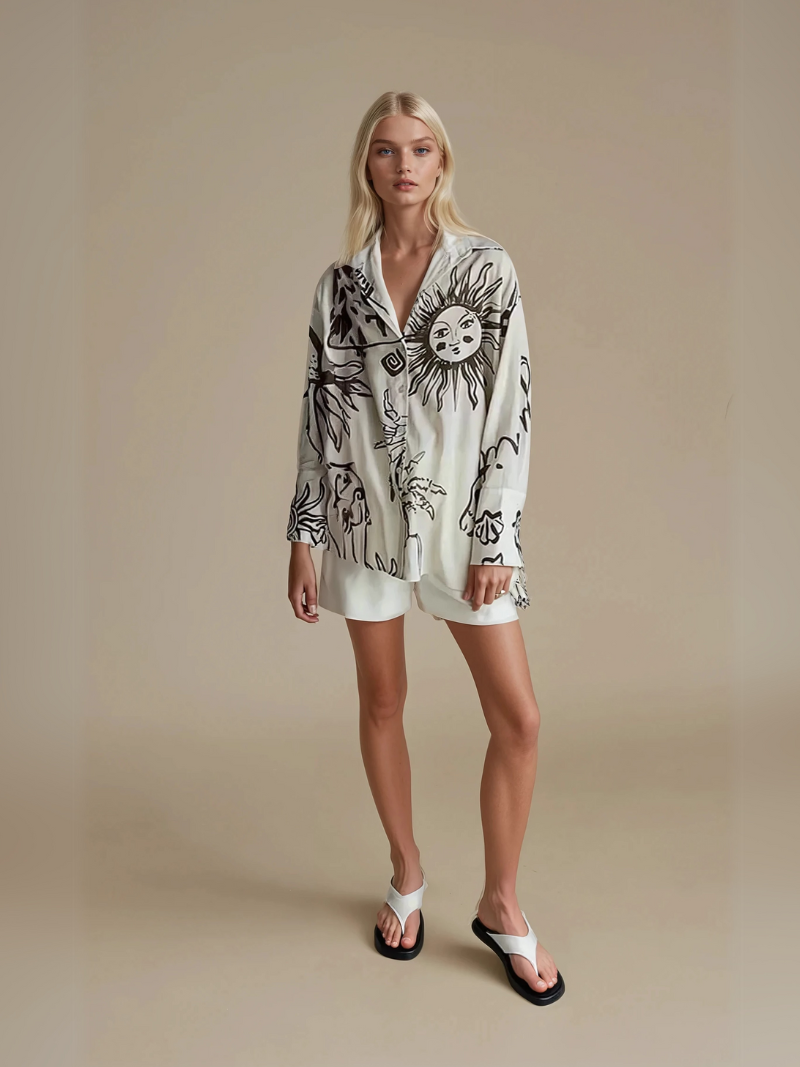 Nacida shirt Juanita print cream