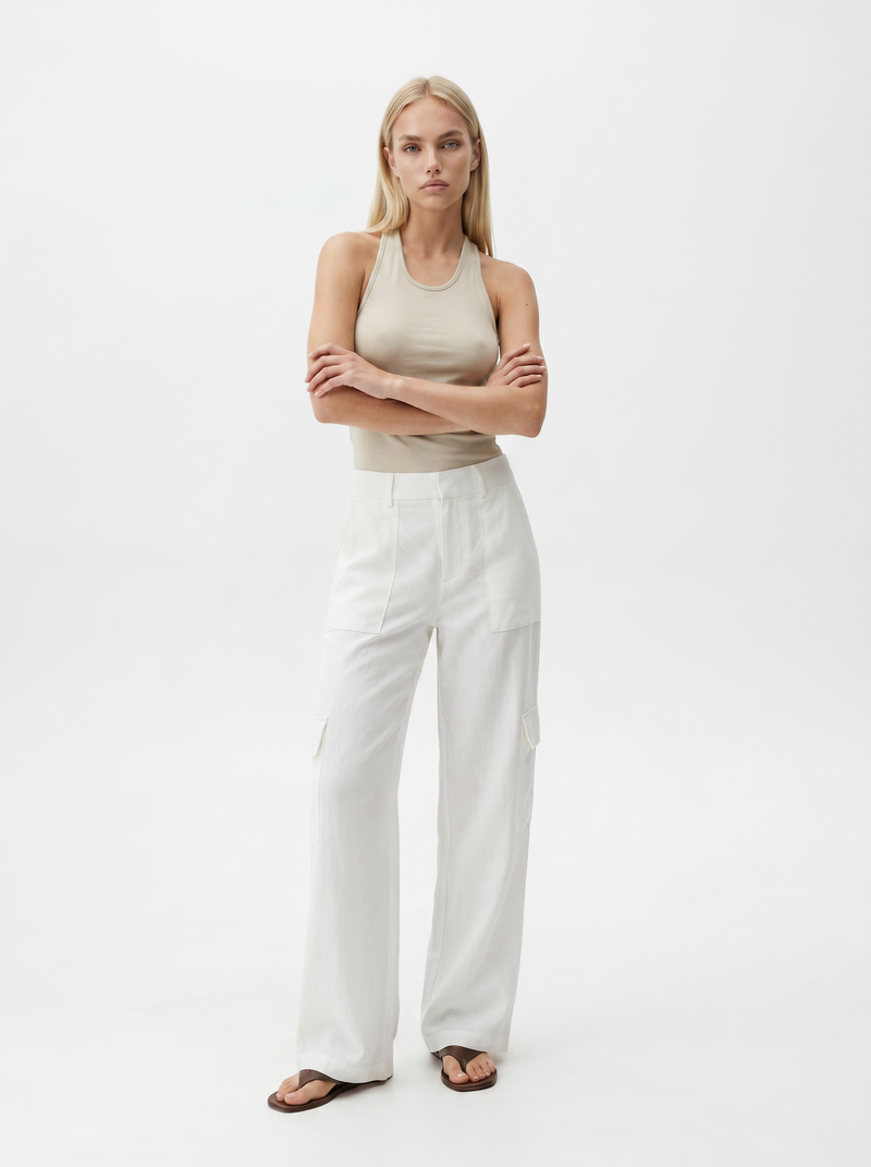 Celine Cargo Pants White