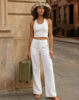 Rae ribbed halter top White