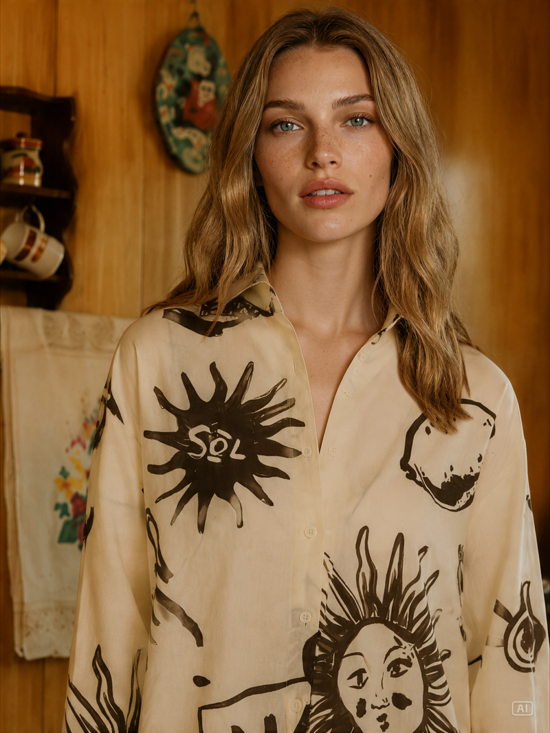 Nacida shirt Juanita print cream