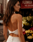 Rae ribbed halter top White