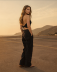 Rae ribbed halter black
