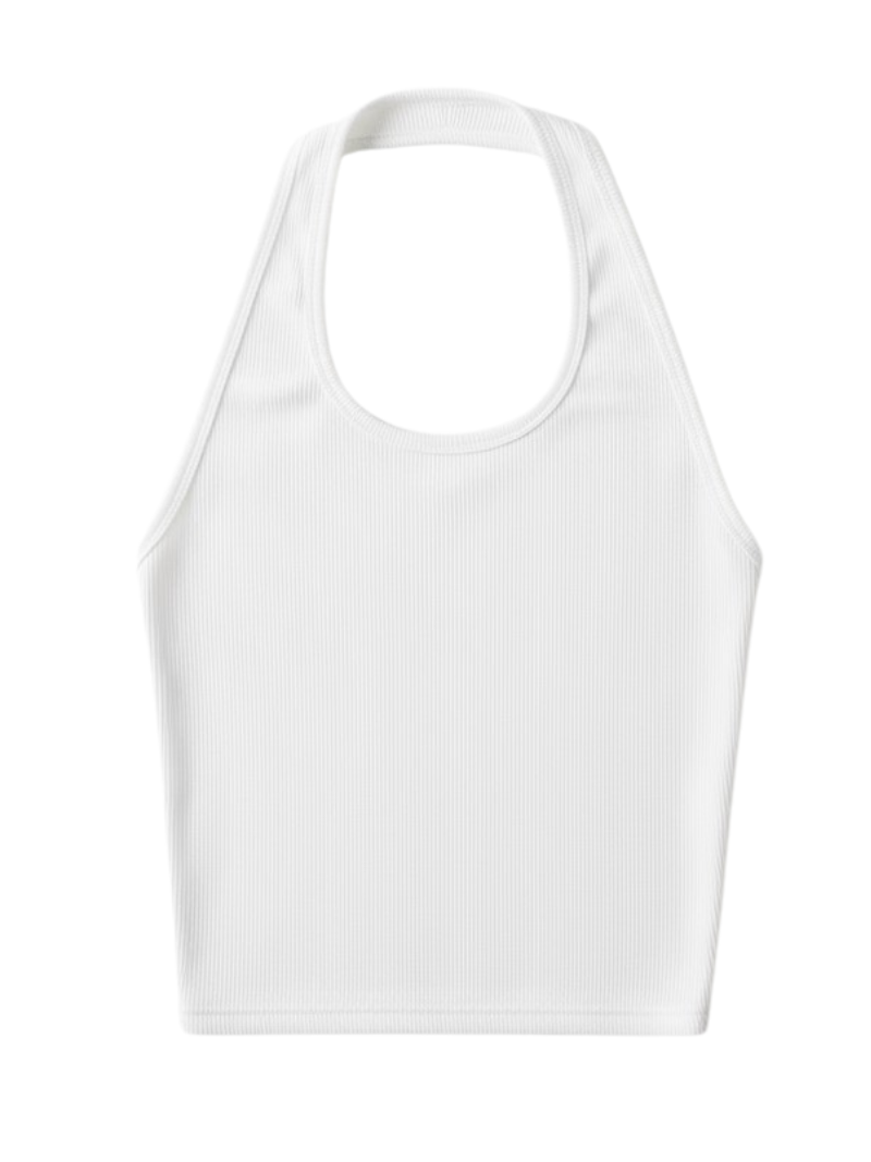 Rae ribbed halter top White