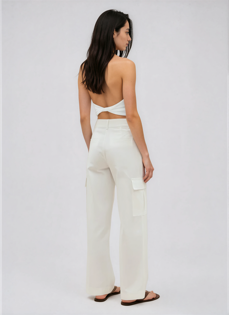 Rae ribbed halter top White