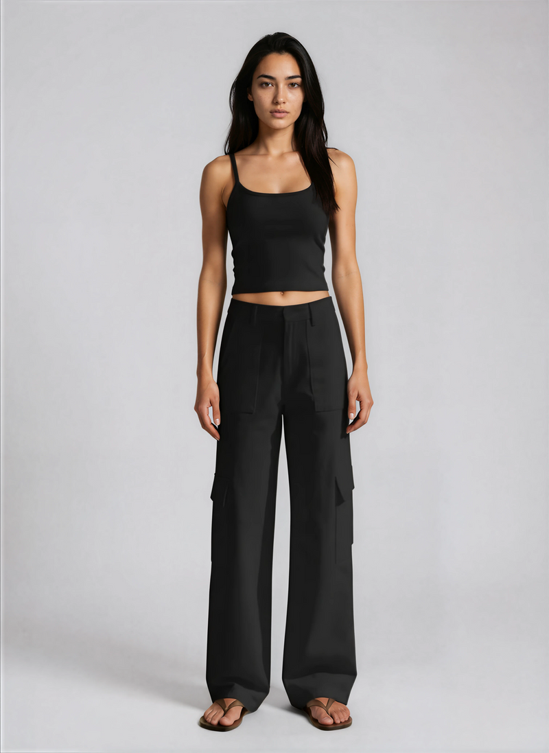 Rosa Ribbed Cami Black
