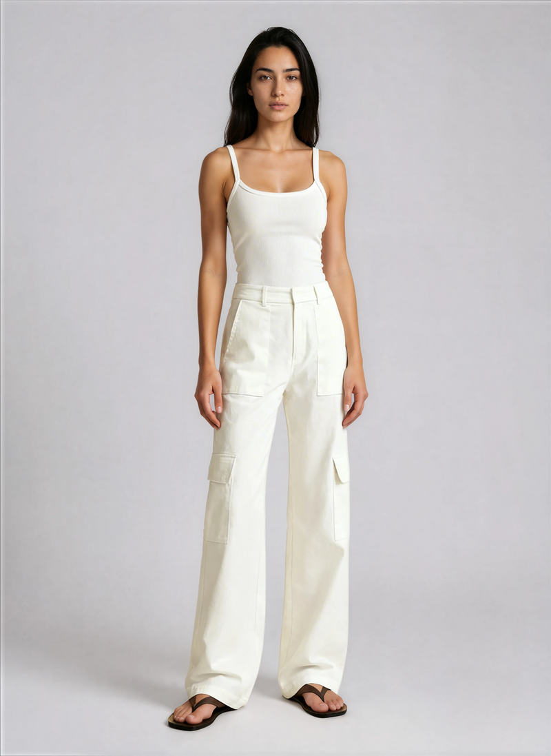 Rosa Ribbed Cami White