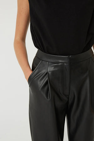 friend of audrey alex belted vegan leather tapered pants black