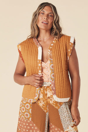 spell cha cha quilted vest brown sugar