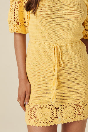 spell let the sunshine in crochet mini dress lemon